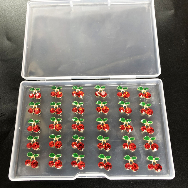 Box Red Nail Cherry Charms 3D Nail Rhinestones Mix Shape Nail Studs Shiny Nail Rhinestone Cute Glitter Nail Accessories Gems