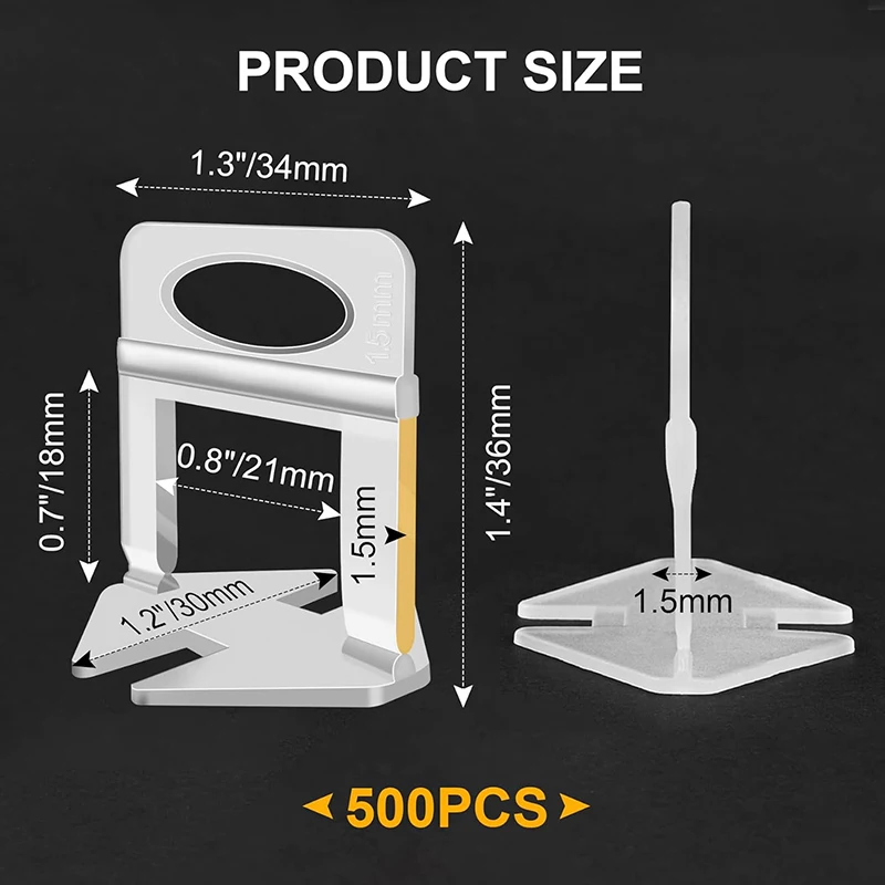 Tile Spacers Tile Leveling Clips Tile Leveling Tools Tile Leveling System with Tile Plier 100-Piece Spacers Clips 100-Piece Reusable Wedges for Stone Ins