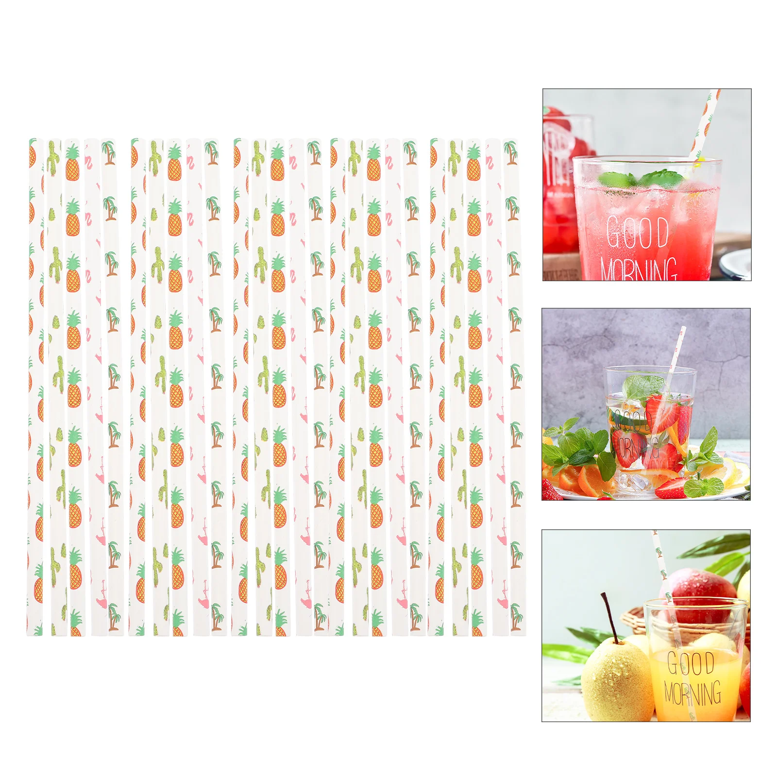 100pcs Paper Straws Summer Drinking Straws for Juice for Birthday Party Decoration