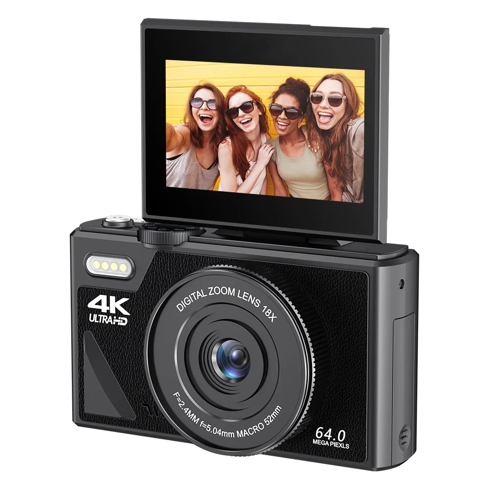 

64MP Digital Camera for Photography 4K Video Vlogging Camcorder YouTube Webcam Cameras 18X Digital Zoom Camera 3" Flip Screen