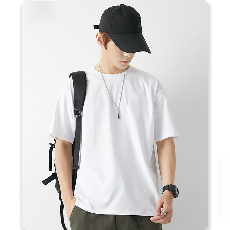 Men's fashion brand short sleeved T-shirt basic solid color_voghion.com