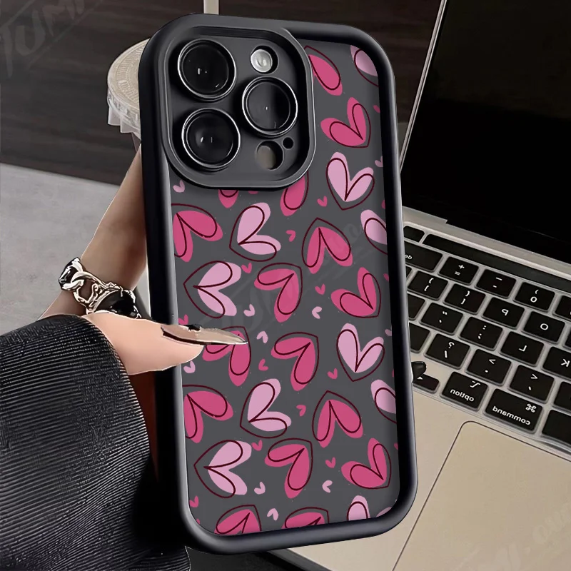 New Silicone Case - Cute Pink Love Heart Design