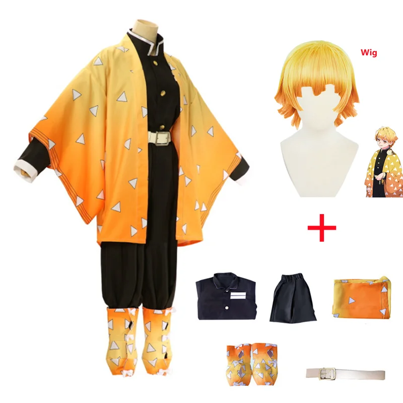

Anime Demon Slayer Cos Costume Agatsuma Zenitsu Cosplay Costume Halloween Set