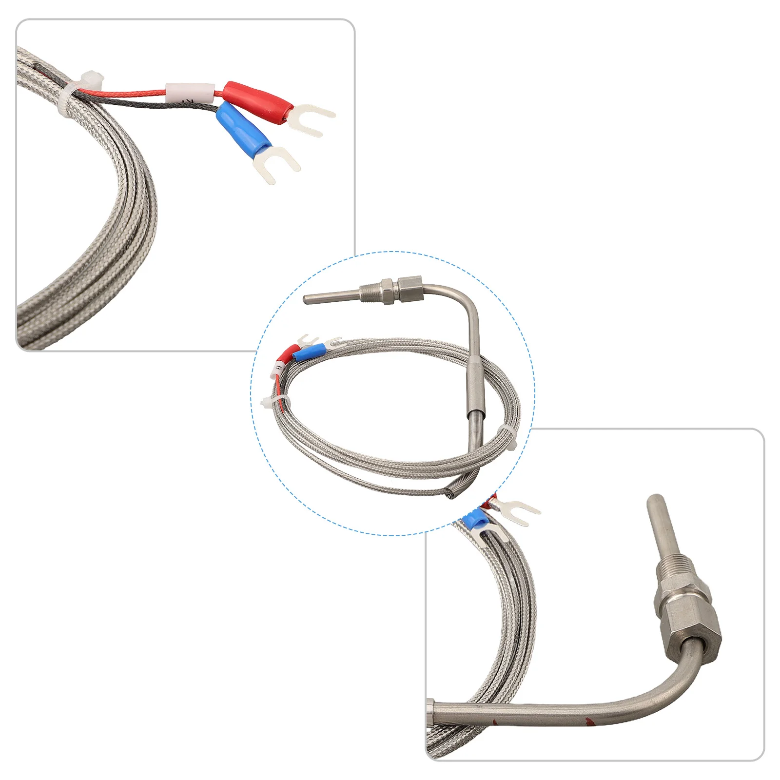 1/8" NPT K Type Thermocouple Exhaust Probe 1200°C Temperature Sensors Thread NPT Threads 2m Cable Adjustable Pressure Lock