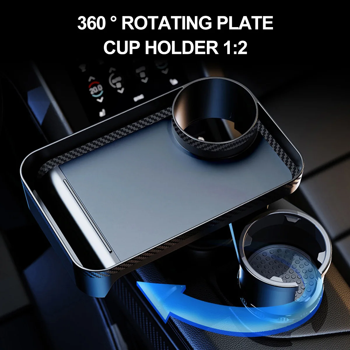 4 in 1 Car Cup Holder 360 Rotating Cup Holder Tray Drink Holder