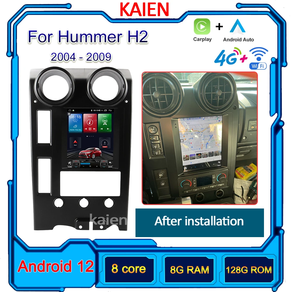 

KAIEN For Hummer H2 2004-2009 Car Radio Android 12 Auto Navigation GPS Stereo Video Player DVD Multimedia Autoradio 4G WIFI DSP