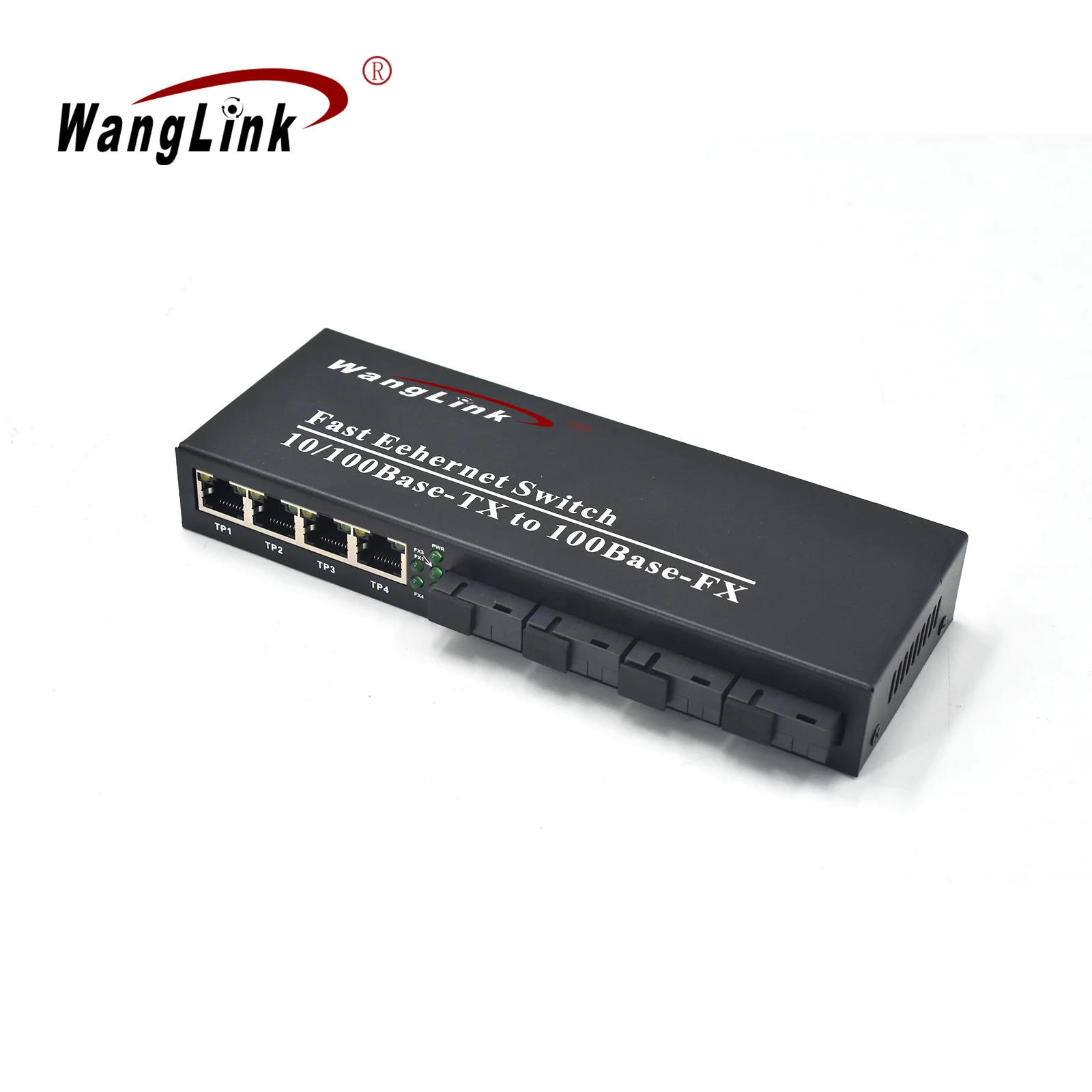Wanglink 4F4E Ethernet Fiber Switch 4 RJ45 4 SC Optical Media Converter Single Mode fiber Port 10/100M Media Converter