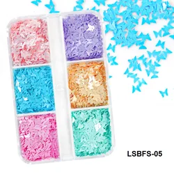 Holographic Butterfly Nail Glitter Sequins - Sparkly Laser Flakes in Mixed Colors for Manicure and Nail Art (LSBFS - 5)