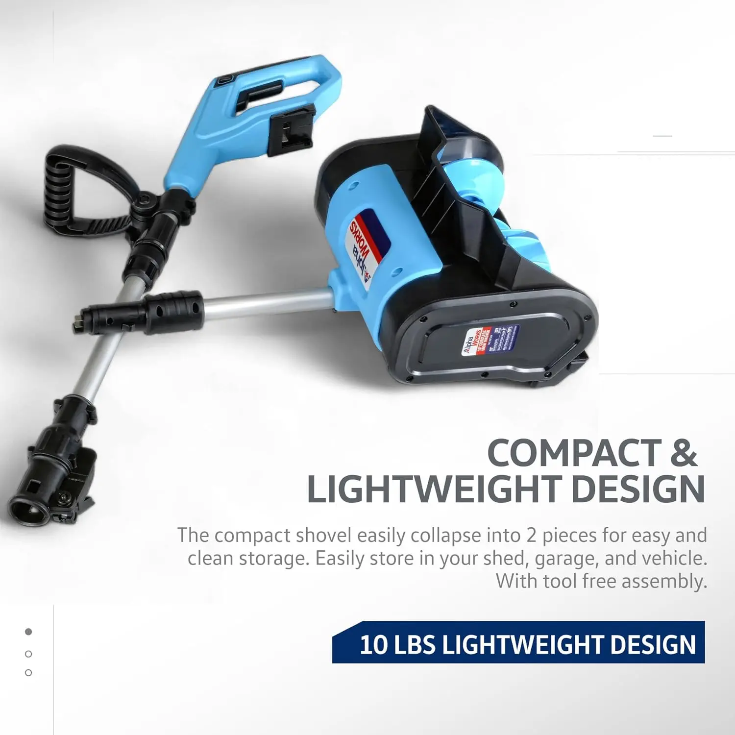 Cordless Snow Shovel, 20V 2Ah DC Electric Snow Thrower - Removable Battery, Lightweight Design, 10"x5" Clearing Path