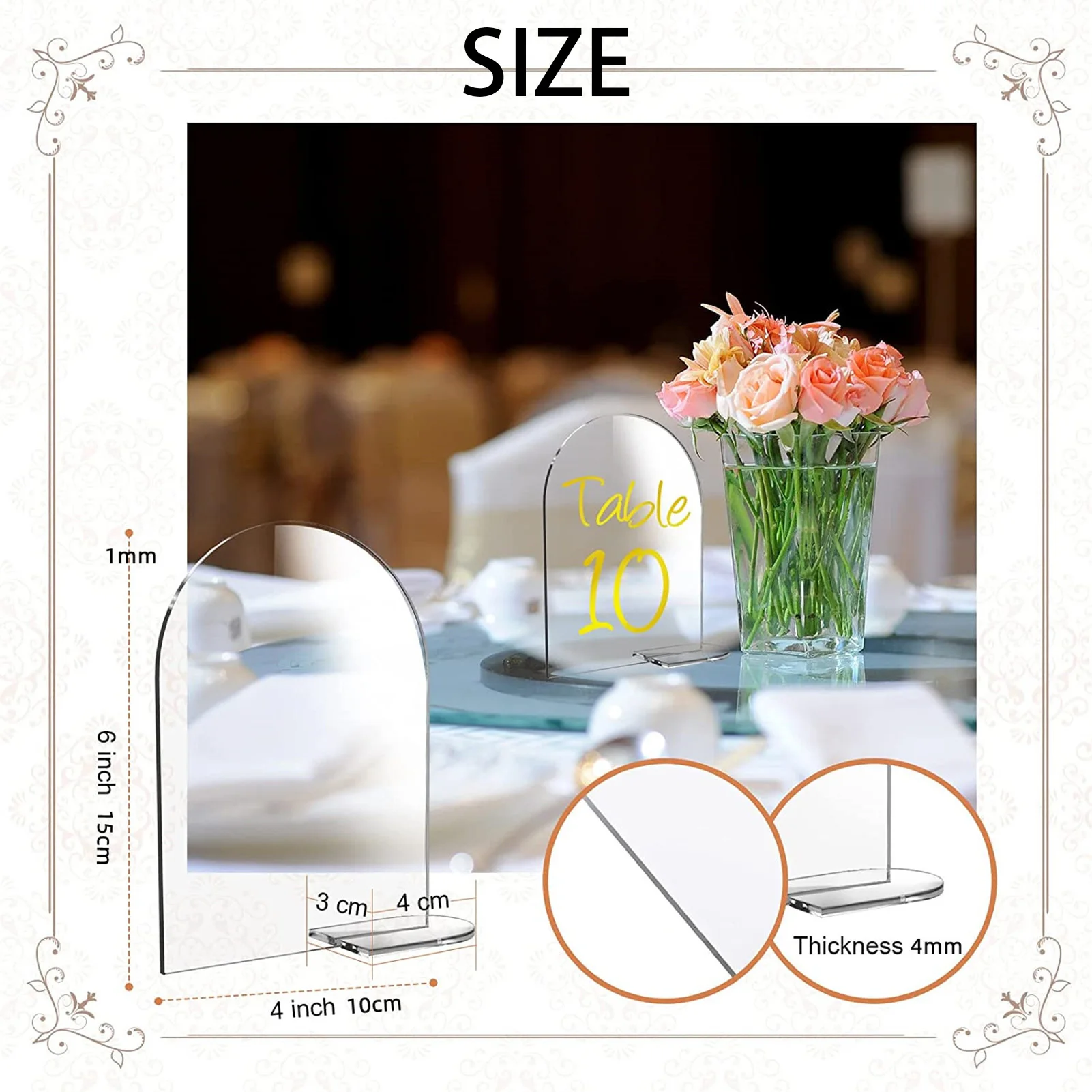 Arch Acrylic Sign Stands Arched/Square Shape DIY Stylish Party Decor for Wedding Reception Event