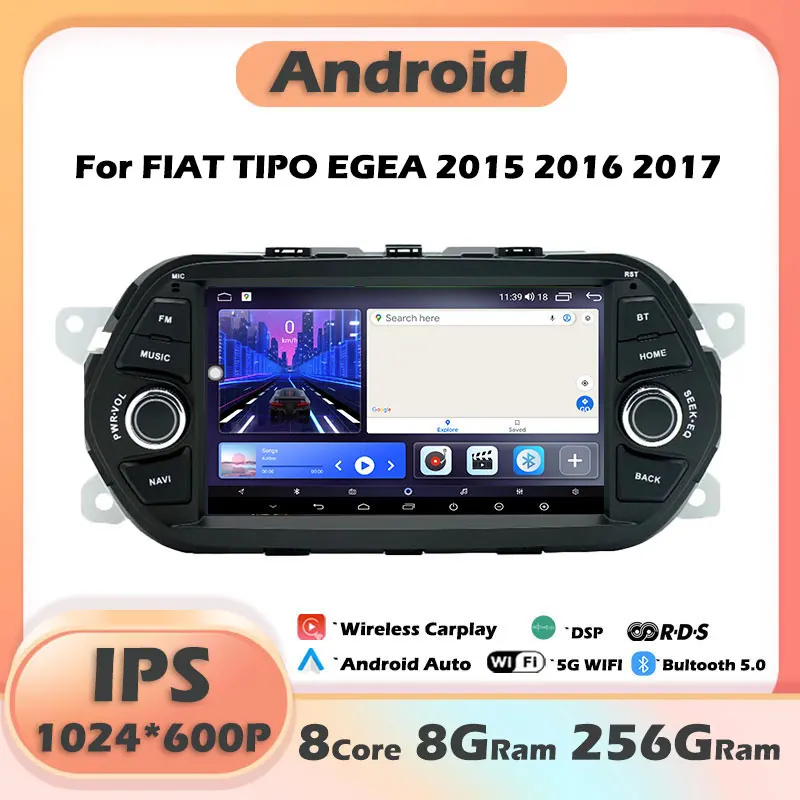 7 "Per Fiat Tipo Egea 2015 2016 2017 Android 13 Autoradio Lettore Multimediale Schermo Carplay Autoradio Navigazione Gps Stereo
