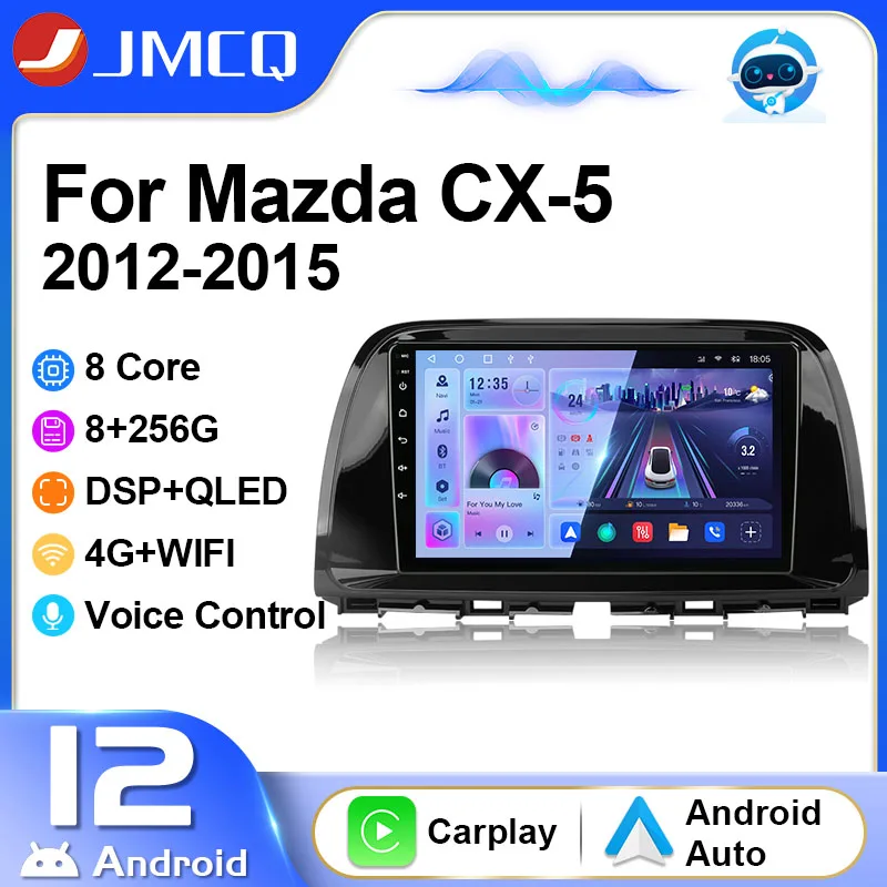 

JMCQ 2Din 9" Car Radio Multimedia Video Player For Mazda CX-5 CX5 CX 5 2012-2015 Navigation GPS Carplay 4G Wifi DSP Android 11