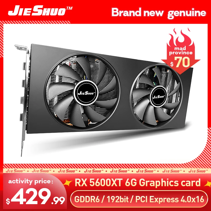 video card for pc JIESHUO NEW Graphics Cards RX 5600XT 6GB GDDR6 hashrate 42-43mh/s Computer Gaming Graphics Card, Large Stock, Quality Guaranteed video card for gaming pc