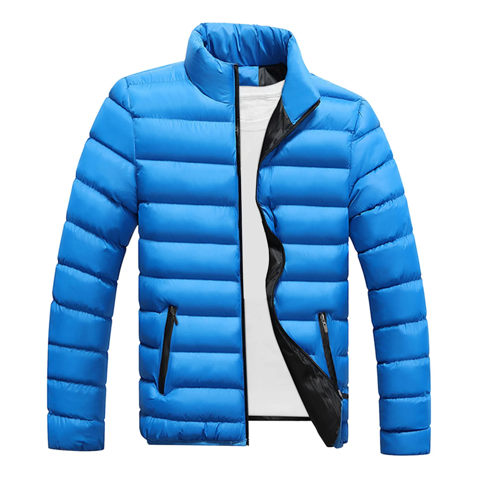 

Casual Warm Stand Collar Slim Winter Zip Coat Outwear Jackets Top Blouse Windbreaker Jackets Coats Fleece Lined Cotton Tops 2024