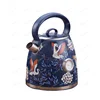 #T 1.7l Large Capacity 304 Stainless Steel Vintage Crane Printing Electric Kettle Boiling Water Blue 1