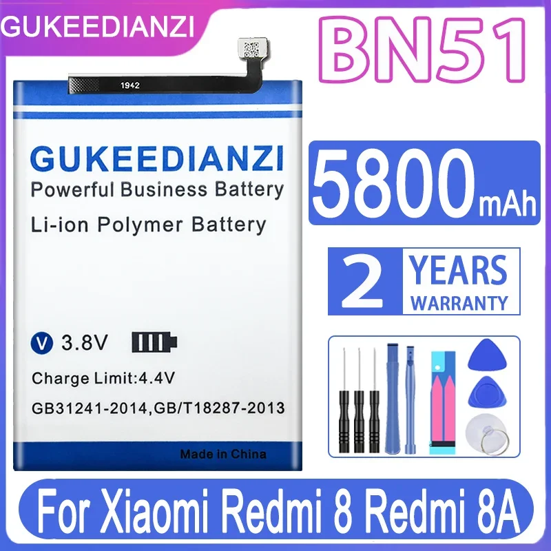 

GUKEEDIANZI Replacement Battery BN51 5800mAh For Xiaomi Redmi 8 Redmi 8A Redmi8 Redmi8A