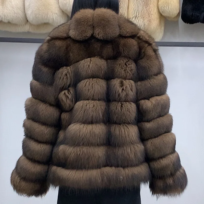Women's Genuine Fox Fur Jacket Natural Fluffy Coat Lapel Luxury Short Real Fur Outerwear 2025 Fashion-forward Clothing