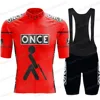 2025 ONCE Team Cycling Jersey Set Retro Cycling Clothing Yellow Pink Red Black Men Summer Road Bike Suit Bicycle Bib Shorts 6