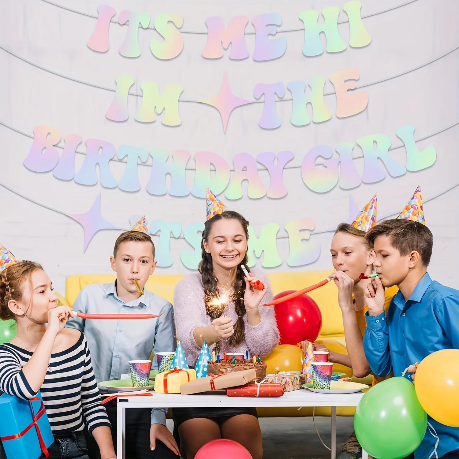 In My Birthday Era Banner - 9.8 Ft Glitter Friendship Bracelet Design, Pre-Strung - View #3