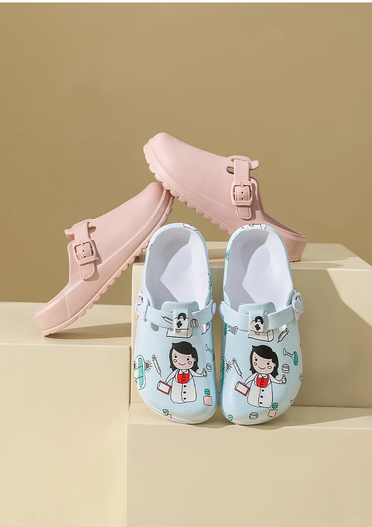 Chinelo alto com estampa enfermeira e médico, sapato feminino confortável  para cosplay, slip-on, verão leve