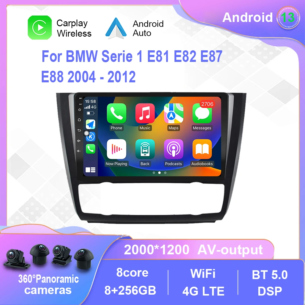

Android 12.0 For BMW Serie 1 E81 E82 E87 E88 2004-2012 Car Radio Multimedia Video Player Navigation stereo GPS No 2din 2 din dvd
