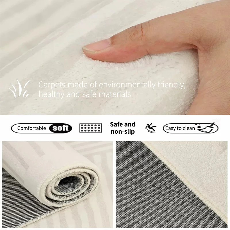 French Art Minimalist Abstract Style Carpet for Living Room Bedroom Large Area Comfortable Refreshing Rugs Easy Care Floor Mats