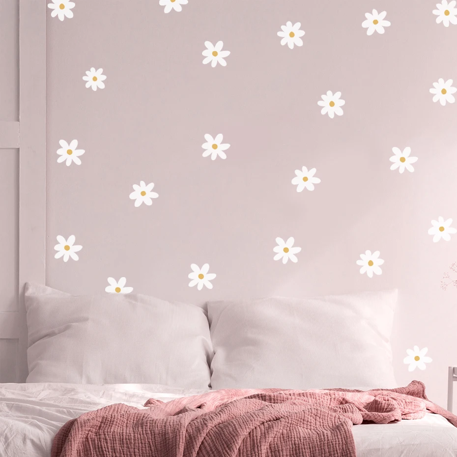Calcomanías De Pared Con Margaritas En Acuarela, Decoración Floral Bohemia Para Habitación Infantil - WB084 - España