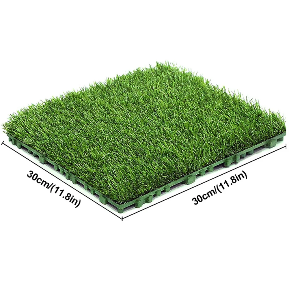 10 Pcs 12 Inch Square Artificial Grass Mat Interlocking Fake Grass Deck Turf Tiles Grass Flooring Decor Pad  Garden Pad Decor