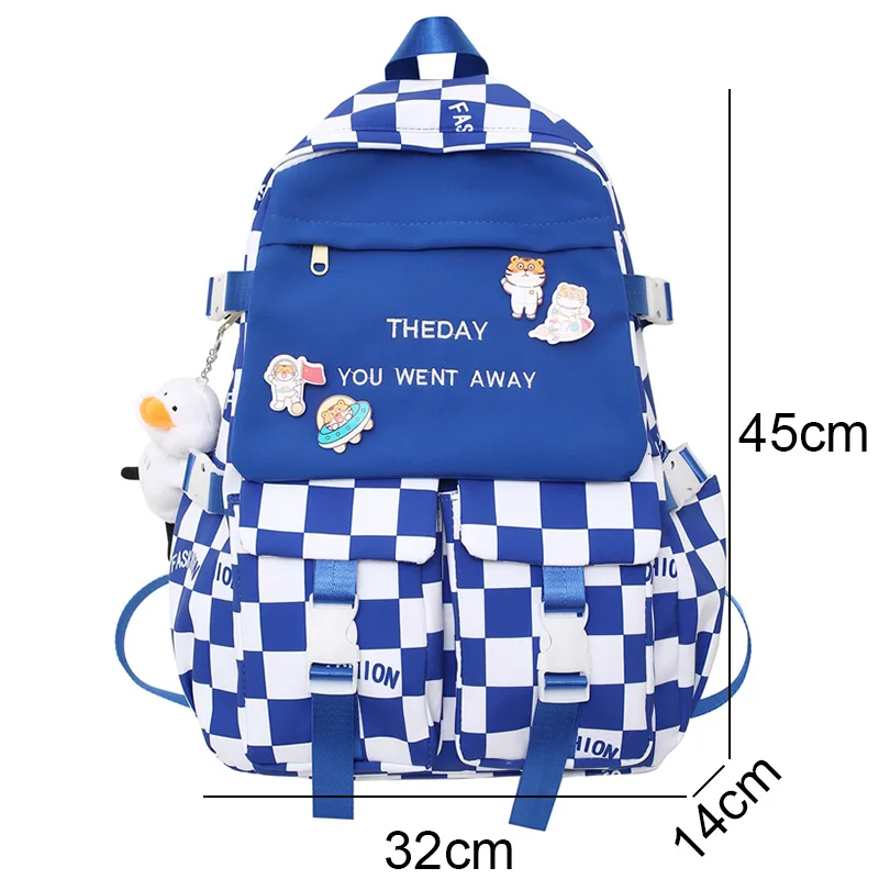 Girl Lattice Backpack Trendy Kawaii Women Plaid School Bag  College Female Backpack Fashion Lady Cute Travel Laptop Student Bags