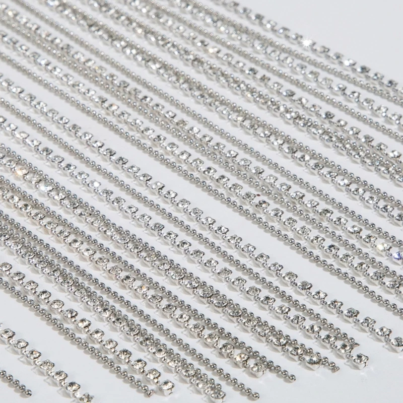 MXME Shimmering Rhinestones Tassels Headband Crystal Headwear with Flowing Fringes Women Hairband Stylish Wedding Accessory