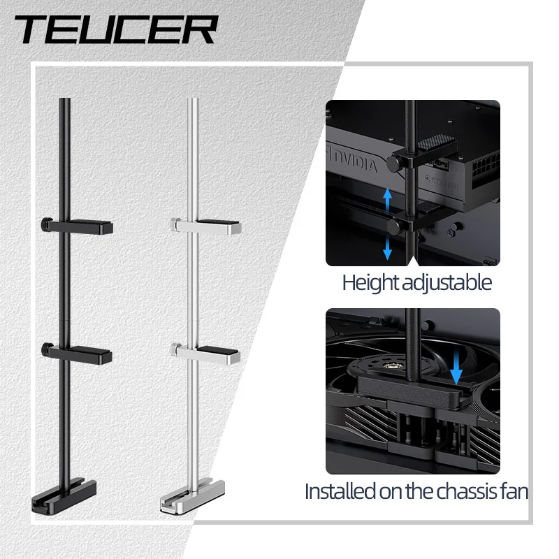Teucer VC-4 Support de carte graphique prise réglable en alliage d'aluminium GPU Support de carte vidéo Support ITX/ATX accessoire de boîtier pour ordinateur de bureau