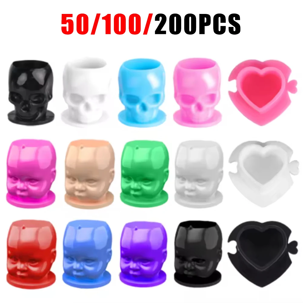 Disposable Tattoo Ink Cups Base Pigment Holder Tattoo Caps 100/50 Pcs Permanent Makeup Supplies