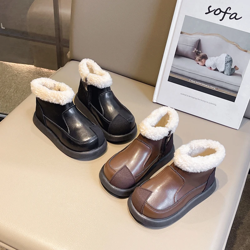 Girls Quilted Ankle Boots Winter Warm Non Slip School Boots