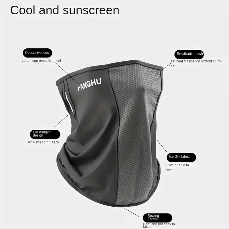 1Pc UPF50+ UV Protection Ice Silk Mask for Women Summer Cycling Hiking Breathable Traceless Thin Sunscreen Face Cover Balaclava