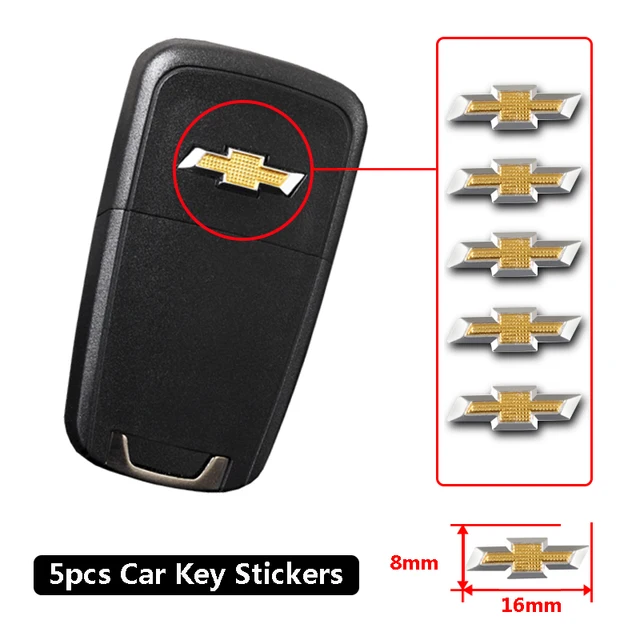 5/10Pcs Aluminum Car Remote Key Emblem Stickers For Chevrolet Trax Camaro Aveo Cruze Sonic Silverado Captiva Equinox Trailblazer