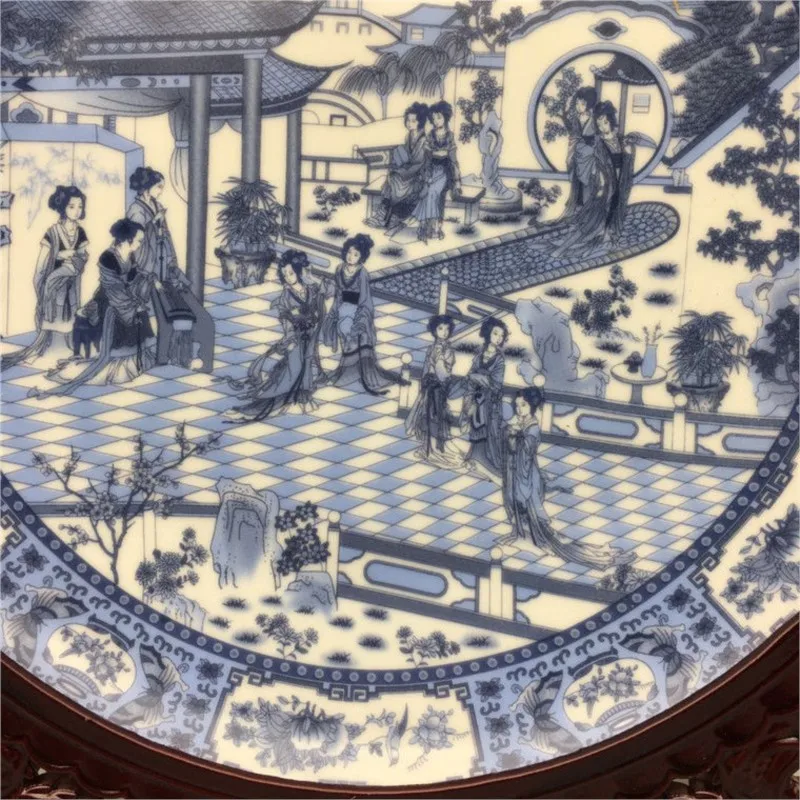 Jingdezhen Antique Porcelain Blue And White Figures Porcelain Decor Plate Ornament Chinese Home Study Decoration Ornament ZF277 4