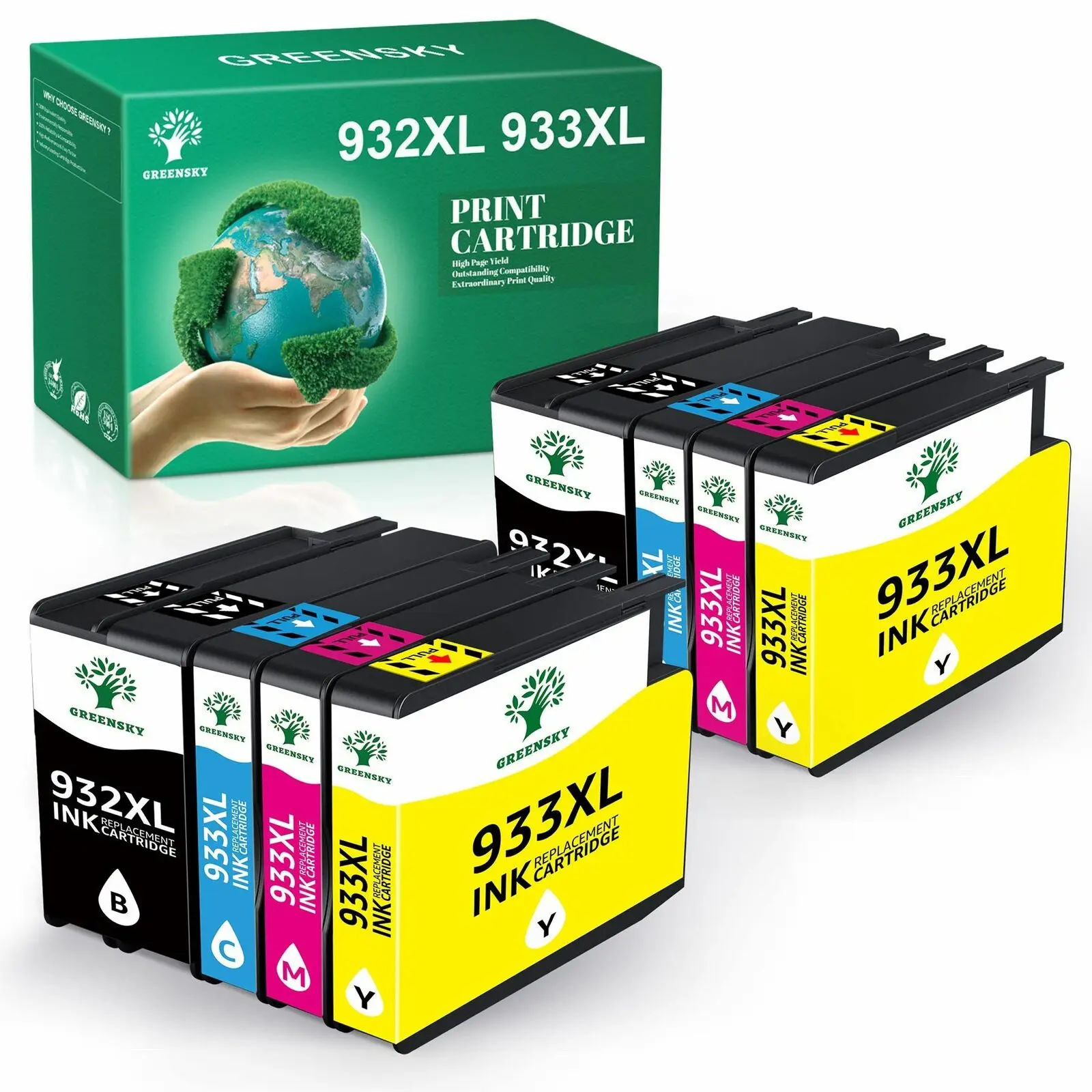 8 Pz Nero Tricolore Inchiostro Sostituire Per Hp 932 Xl 933 Xl Officejet 6100 6700 7100