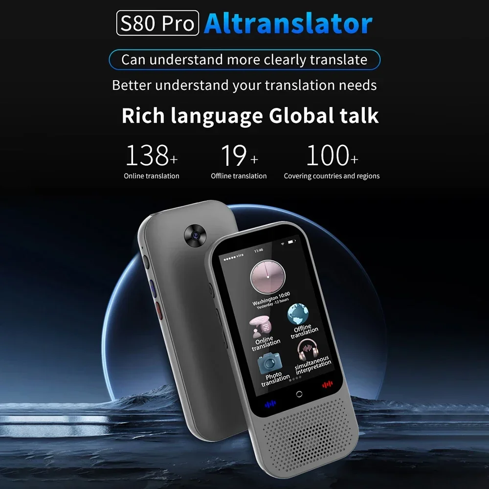 Fashion Portable Language Translator Device with 138 Languages Voice Translating 16 Offline Translation ChatGPT Function Gift