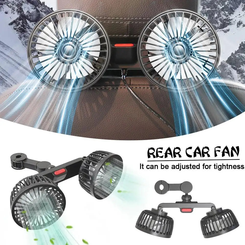 

1 Pcs New Car Fan 12V24V Rear Electric Fan Multifunctional 360° Rotation Adjustment High Wind Power Seat Back Double Head Fan