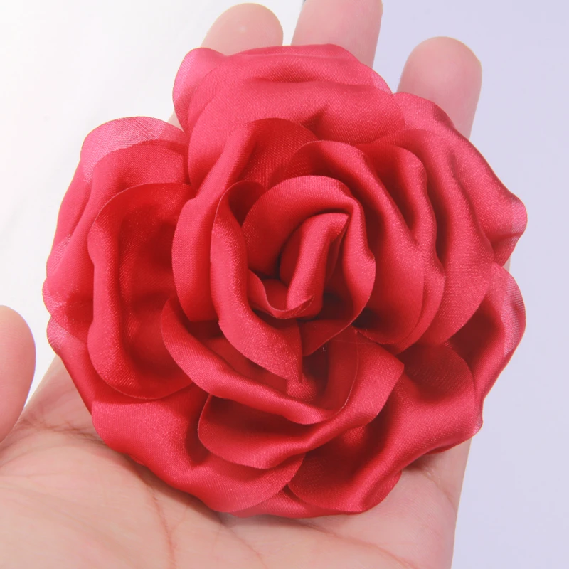 5 Stücke 9 cm Vintage Künstliche Blumen Zubehör Für kleider DIY Seide Spitze Stoff Floral Für Frauen Party Brosche Haar Broschen clips – Detail 10
