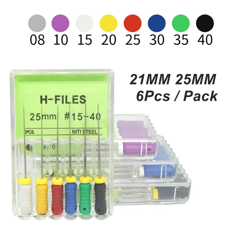 JUMTOP 6Pcs/Box Dental H Files 21mm/25mm Stainless Steel Endodontic Root Canal Files Hand Use Files Dentist Treatment Tools 2