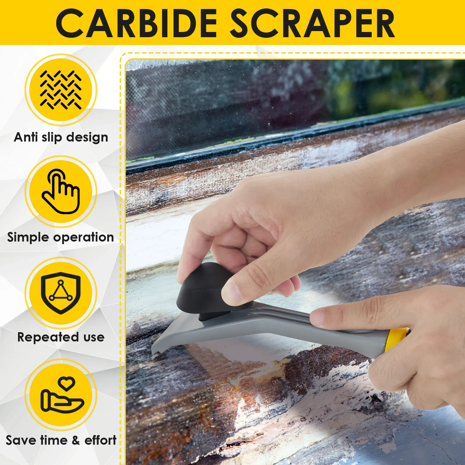 Handheld Carbide Scraper Ergonomic Scraper Tool Non Slip Carbide Scraper with Plastic Handle Multi-functional Paint Scrape Tools