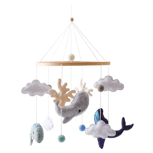Wooden Crib Mobile Baby Bed Bell Rattle Toy Soft Felt Cartoon Bear Mobile bracket Newborn Music Box Bed Bell Hanging Bracket Toy - Image 14