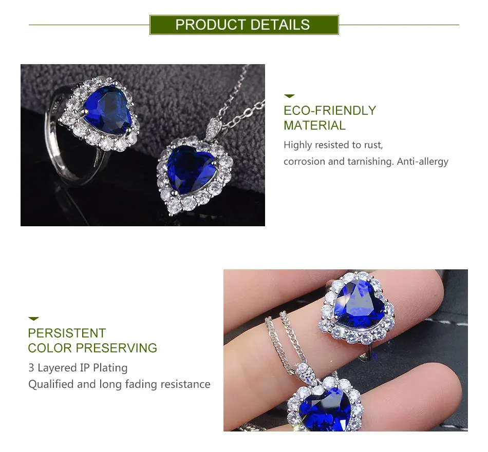 Sf0969c1fe2ec428ea0828cc52803b46ev 925 Sterling Silver Heart Blue Crystal Necklace Ring Set For Women Wedding Jewelry Gift Mallzona