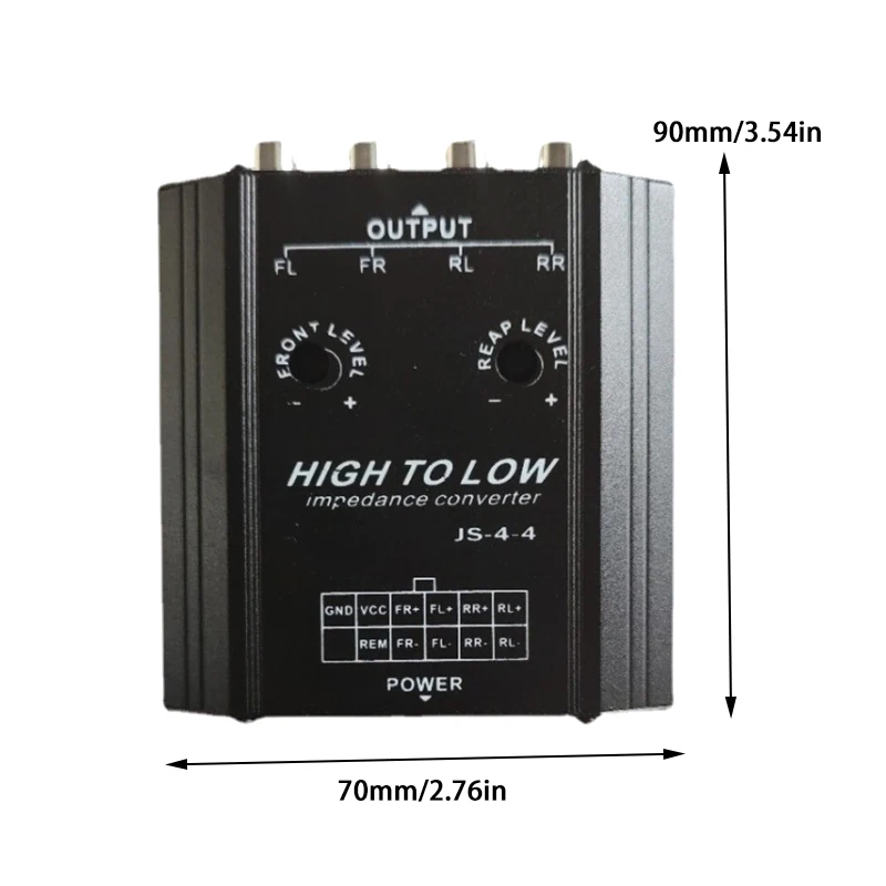 12V 4-Channel Car Audio Converter, High to Low RCA Adapter with Frequency Filter for Car Stereo & Radio Systems