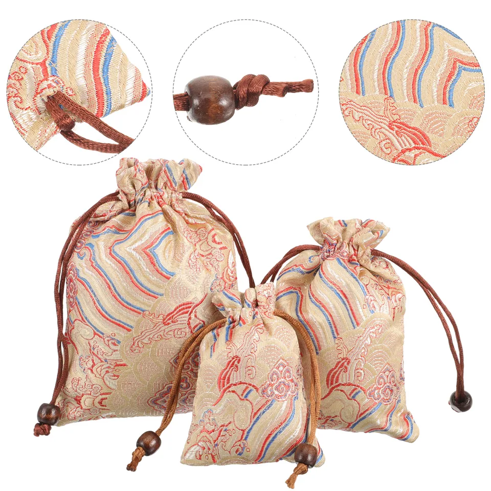 Lot 30 Sacs Coton Avec Cordon - Style Ethnique 10x13cm - Rangement Cadeaux Événements