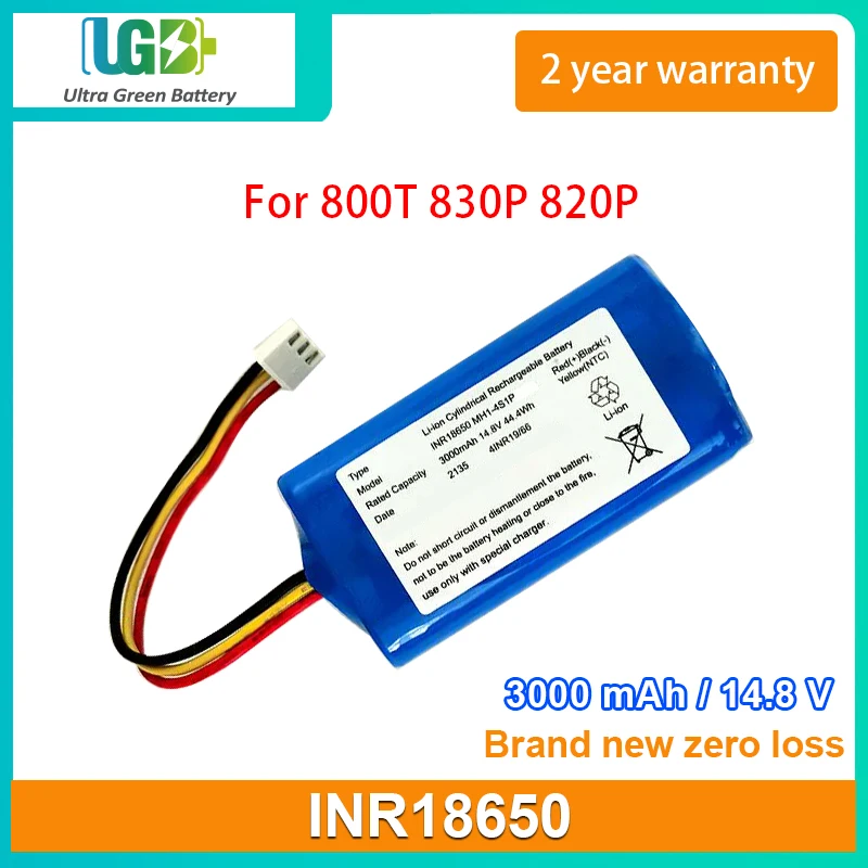 

UGB New Battery For Proscenic 800T 830P 820P NR18650 MHA1-4S1P 4INR19/66 Sweeping robot battery 3000mAh 14.8V