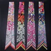 Small Floral Wrap Silk Scarf Variable Stripes Imitated Silk Printed Silk Scarf Women's Small Ribbon Headband Ribbon Scarf 1