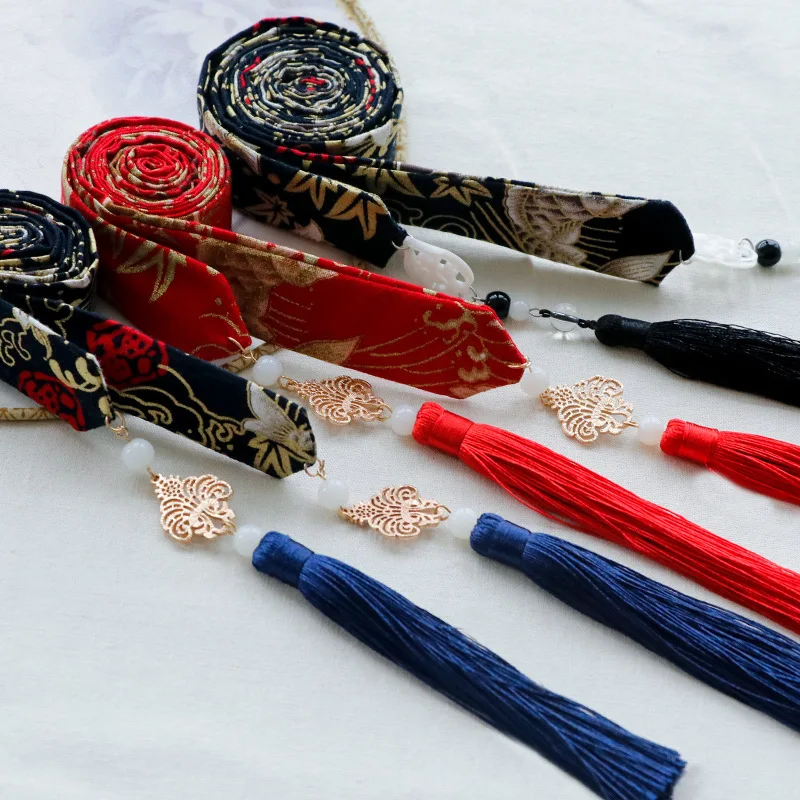 Hair Accessory Hair Headdress Jewelry Accessories Retro Chinese Hanfu Red Chiffon Tassel Hairband for Hair Headdress Women Men tiara Hair Bands Headdress Tie