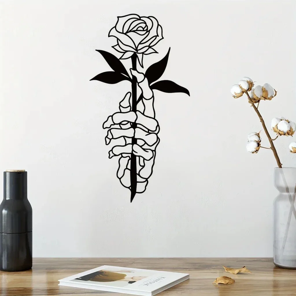 

Crafts Metal Deer Skull Hands Holding Flowers Art Wall Decor, Skull Hands Wall Decor, Metal Skull Hands Holding Flowers Sign